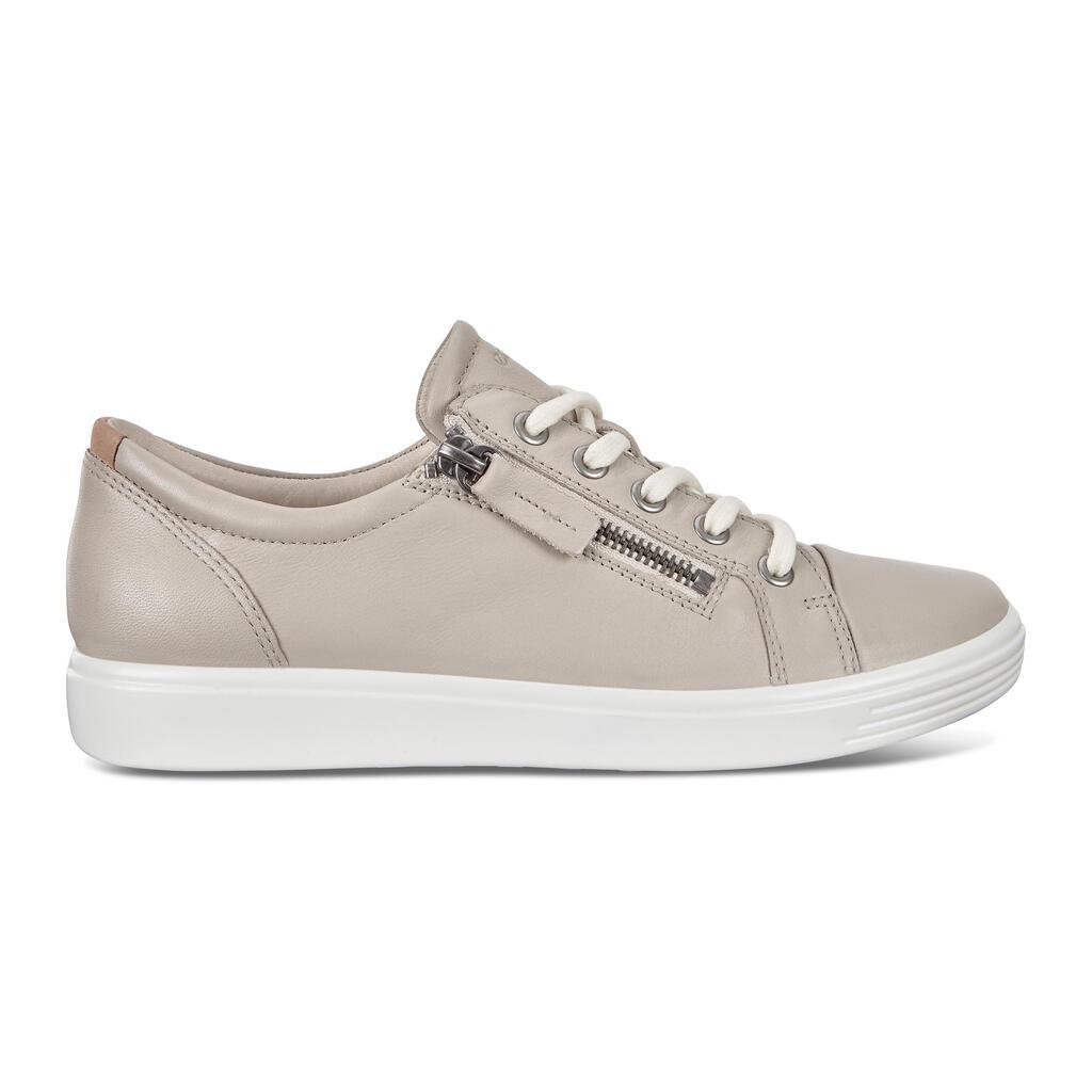 Baskets Ecco Soft 7 Side Zip Femme Beige 7563-OBUAL